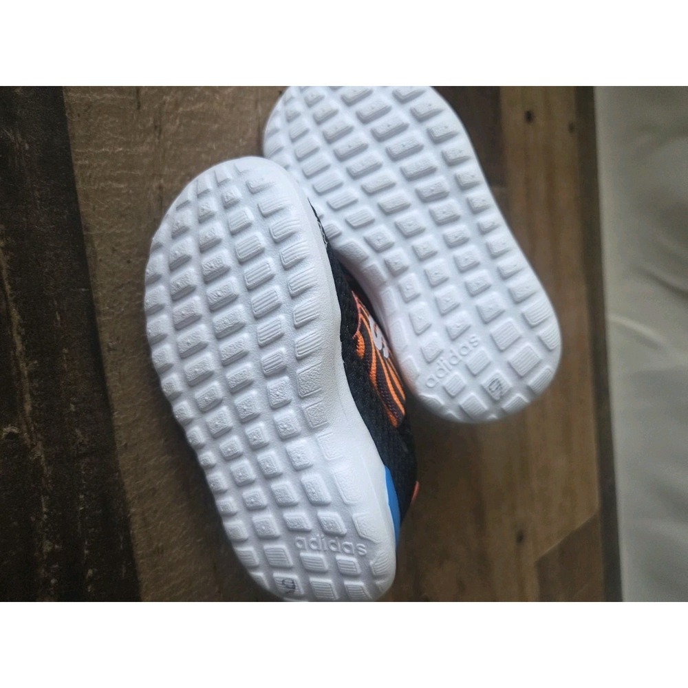 Adidas Toddlers Sz 5 Lite Racer Shoes Black Orange Zebra Print Slip On - Picture 6 of 7
